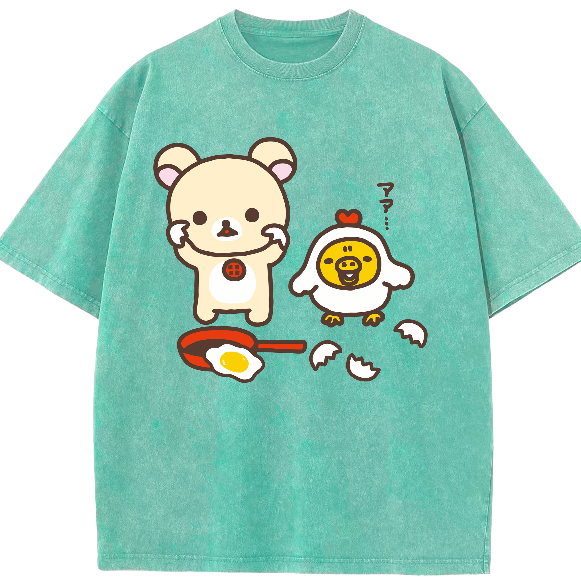 （画像用） リラックマ リラックマ キイロイトリ Rilakkuma Korilakkuma Kiiroitori 綿100% ヴィンテージ風 半袖Tシャツ（フロントプリント）